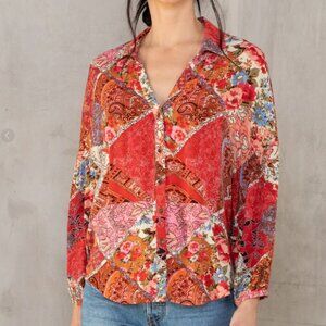 🌺 Boho Floral Patchwork Blouse 🌺